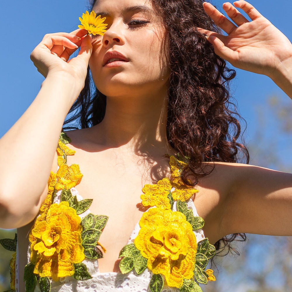 Alyssa Nicole Yellow Floral Mini Dress